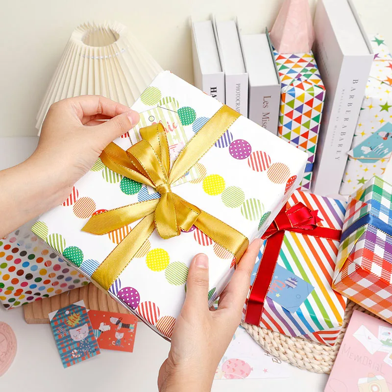 Colorful Simply Wrapping Paper White Sheets Gift Wrapping Paper Factory 6 Pieces A Pack