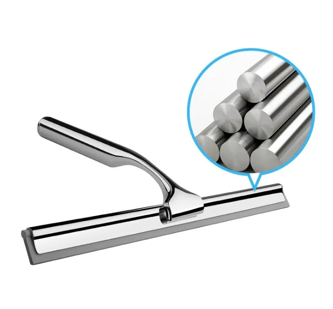 Stainless Steel Mirror Windows Cleaning Wiper Squeegee Household Cleaning Tools with Handle Hook for Glass Floor Bathroom
