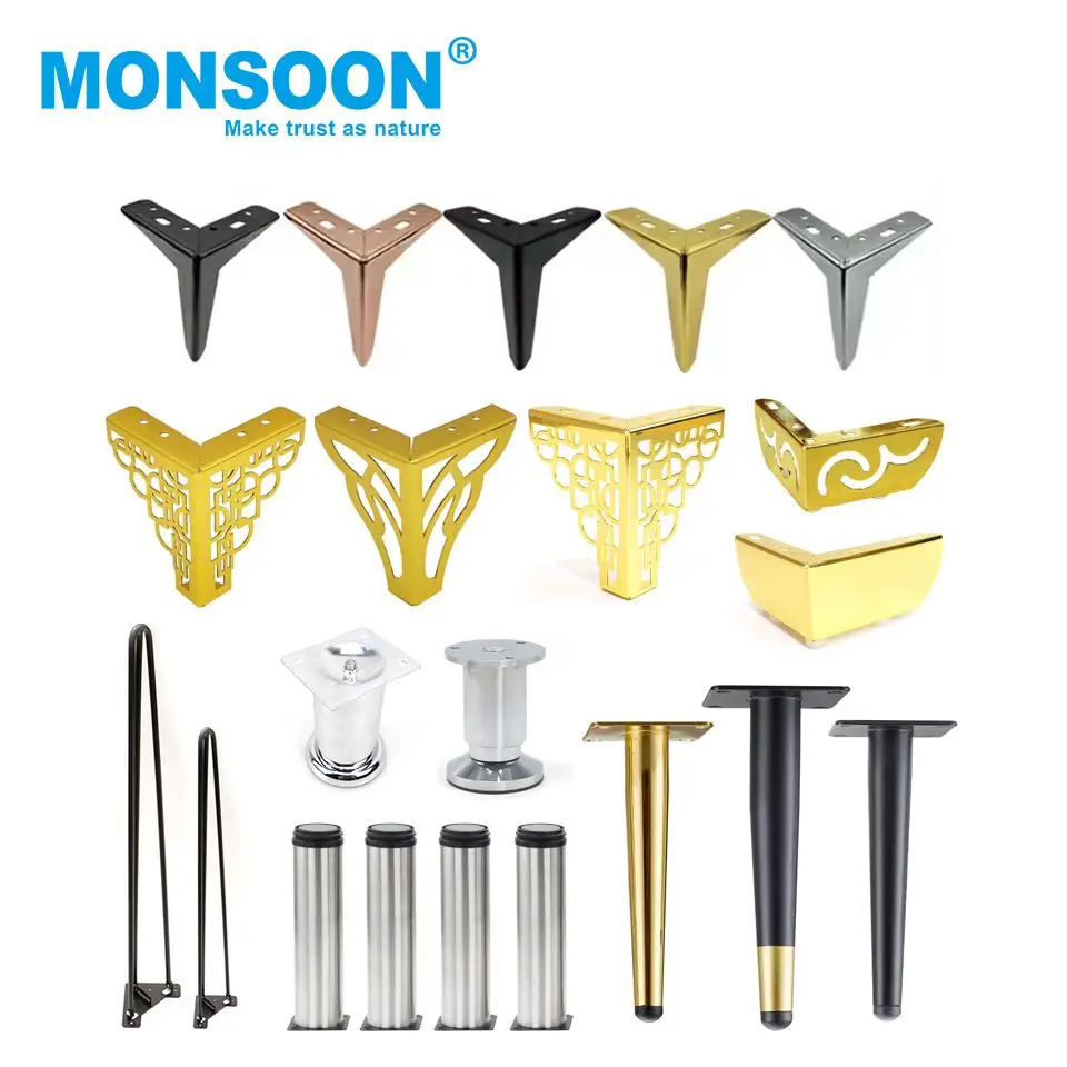 Sofa accessories hardware curved chrome gold metal furniture legs coffee dinning iron luxury office desk sofa leg