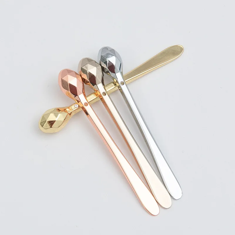 In Stock Wholesale Disposable zinc alloy Cosmetic Spatula with diamond Makeup Spatula