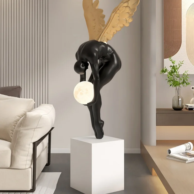 Modern Light Luxury Art Figures Floor Lamp Ornaments Living Room Porch Abstract Arts And Crafts Hotel Lobby Angel Sculpture