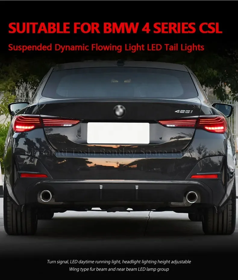 For BMW 4 Series CSL 20-23 Tail Light Assemblies M4 Modified DRL Rear Taillight Flowing Turn Signal Floating Line Car Lamp