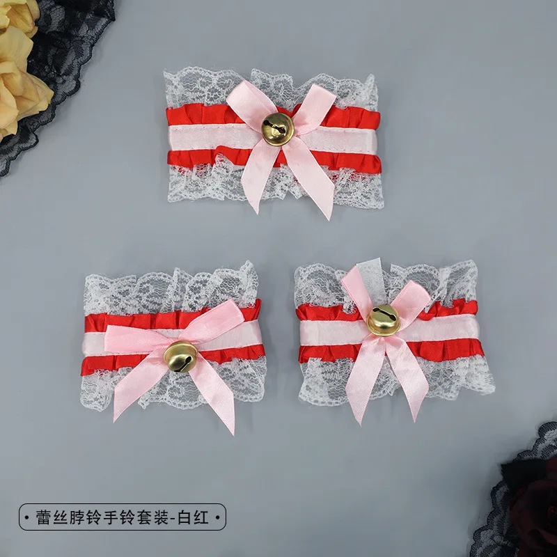 Gothic Lolita Maid Women Girl Ruffles Lace Headband Plush Cat Ears Ribbon Bell Anime Lolita Cosplay Hair Hoop