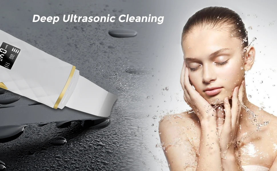 newest  Heated Ultrasonic Skin Care Scrubber Deep Face Cleaning Blackhead Acne Removal Pore Cleanser Peeling Skin Care Tool