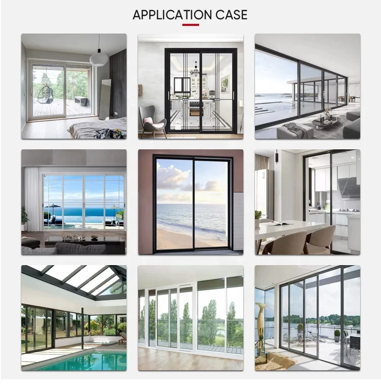 Aluminium Tempered Glass Interior Doors Internal Ultra - slim for Kitchen External Aluminum Sliding Patio Door
