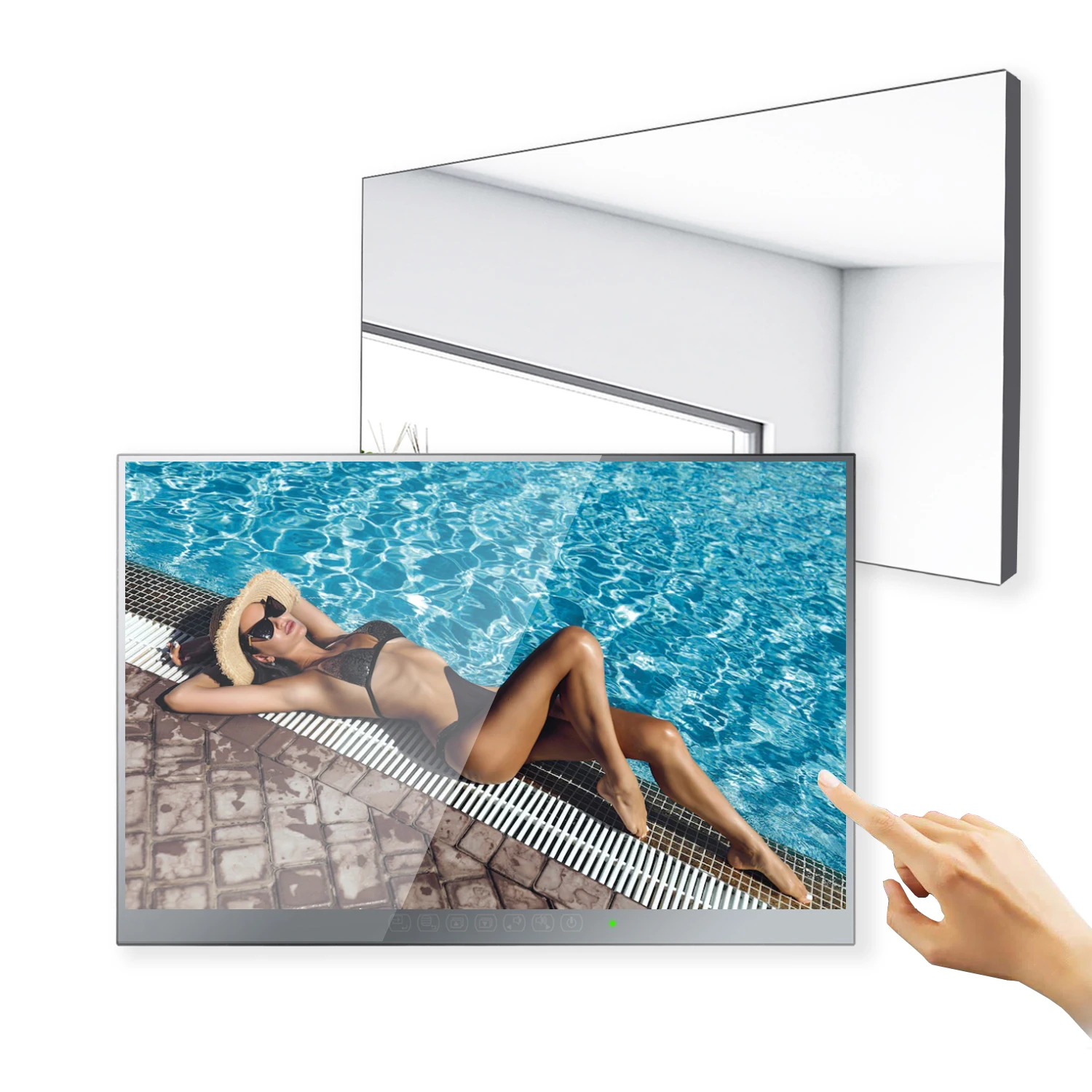 Soulaca 22inch IP66 Mirror Waterproof Bathroom Android Smart Frameless Invisible Mirror TV with Touchscreen