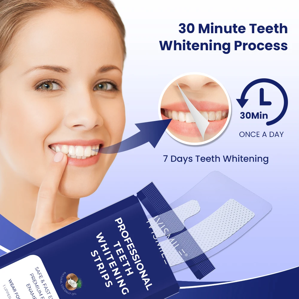 IVISMILE PAP/HP/Non-peroxide professional private label teeth whitening strips with 14 Pouches teeth whitening strips
