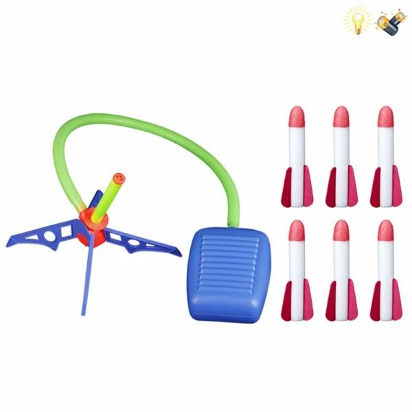 
New design Amazon hot children outdoor game foam flying launcher stomp air pump pedal artillery rocket launcher toy for kids 