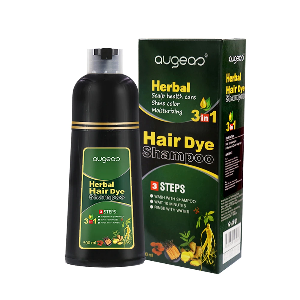 Hot Sale Low MOQ Natural Ginseng Ammonia Free Herbal Fast  Black Hair Dye Shampoo
