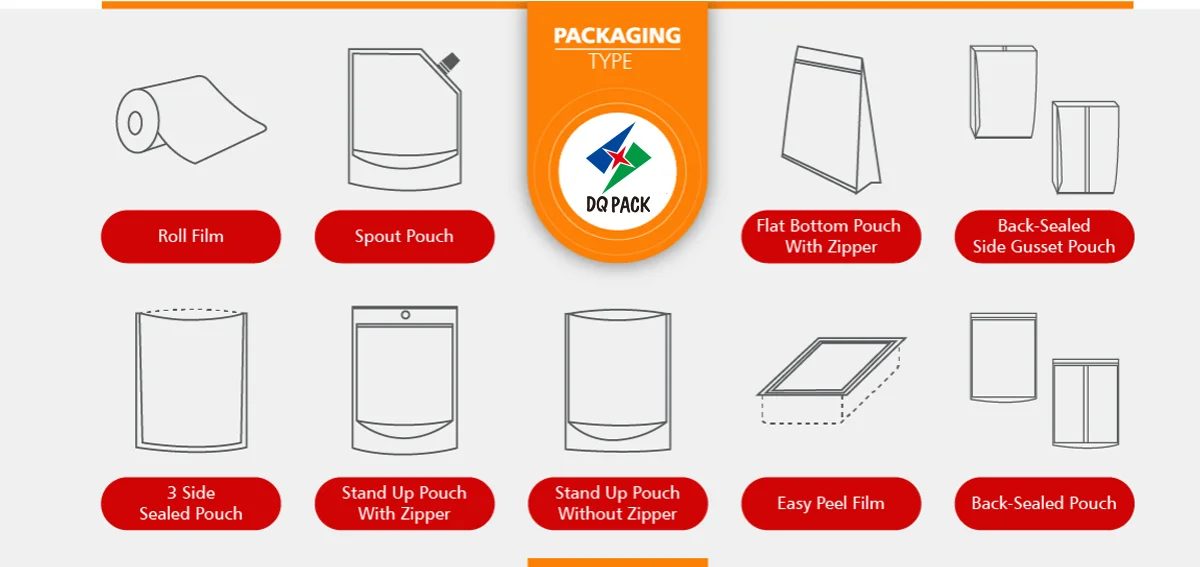 DQ PACK Custom Resealable Plastic Bag Food Grade Stand up Zipper Pouch