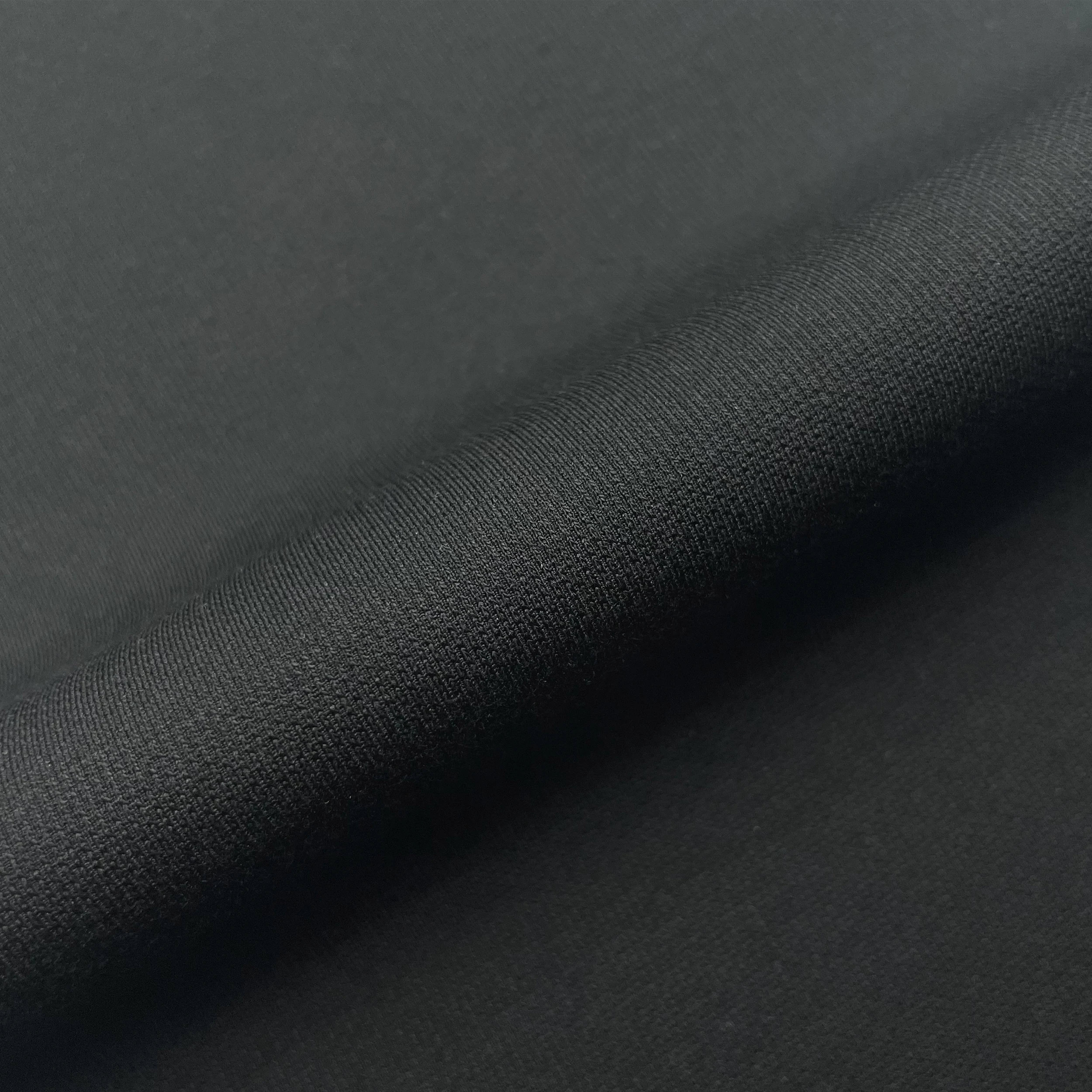 Quality Assurance Knitting Nr Fabric Solid Black Wrinkle-Resistant And Anti-Static Double Face Fabric For Suit Pant