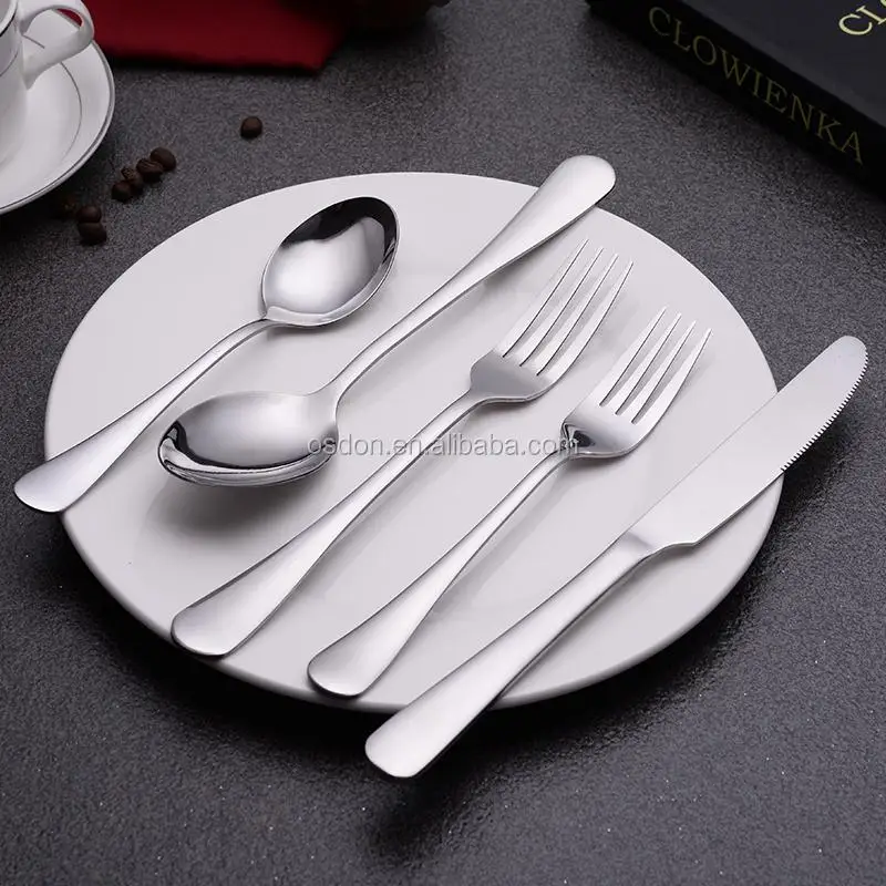 
Wholesale Silverware Cutlery Set 410 Stocked Spoons Forks and knives Stainless Steel Flatware Sets 