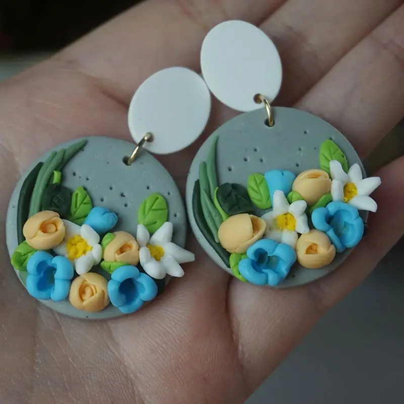  New Creative Popular Jewelry Earrings Handmade Personalized Flower Clay Soft Pottery