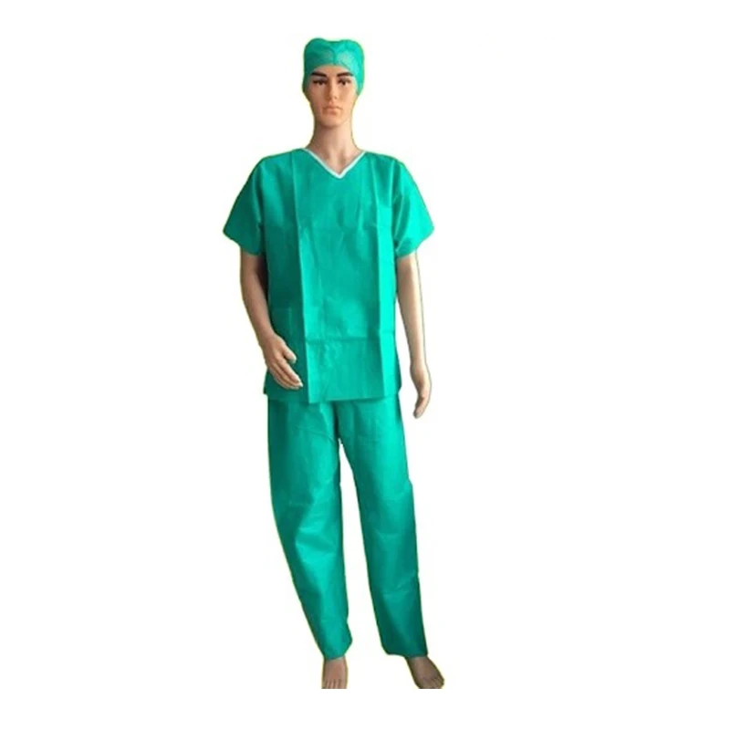 Disposable Medical Uniform Scrub suit Jacket Isolation gown with Tie Waist Pant