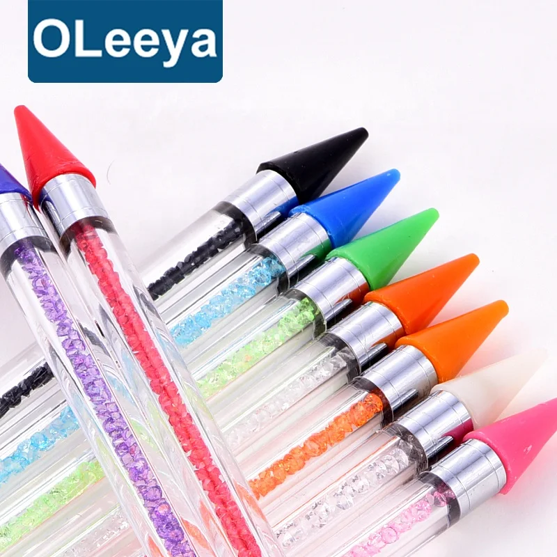 Factory Nail Rhinestones Pick Up Pencil Dual Ended Wax Dotting Pencil 2 head Wax Picker Pencil for Manicure