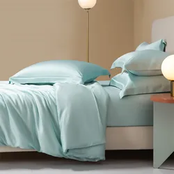 Wholesale satin fitted bed sheet flat bedsheet with satin pillowcase 4 piece 100% polyester satin silk bedding sets