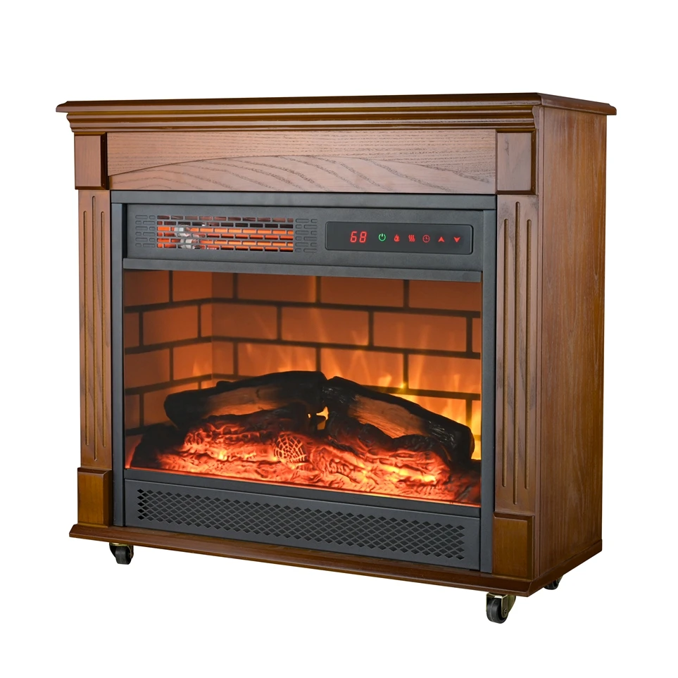 Konwin FP404RNA  Walnut Wood Fireplace Cabinet Electric Fireplace with Mantel