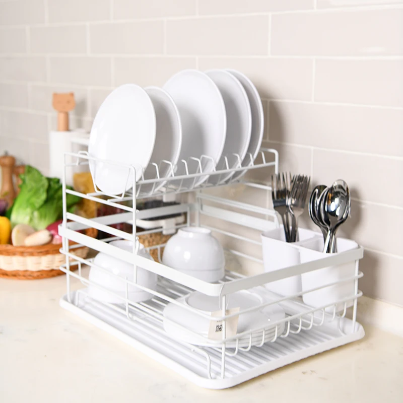Aspire Double Layer Kitchen Plate Dish Drying Rack iron Wire Bowl Rack