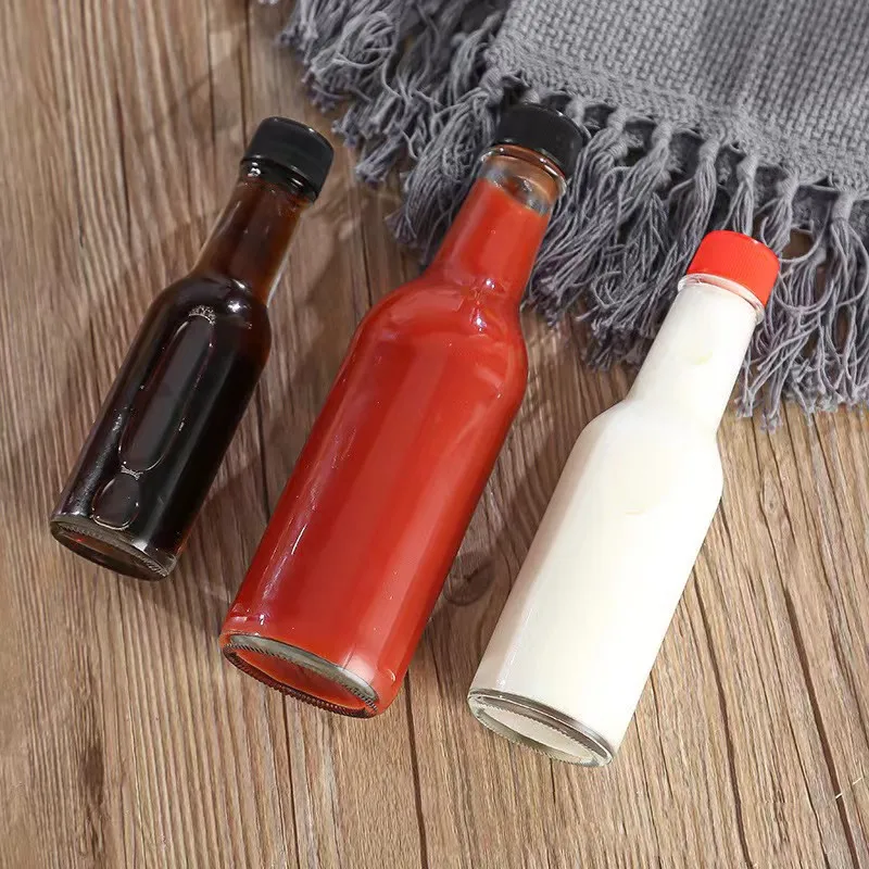 Оптовая продажа пустая стеклянная бутылка соуса 5 унций горячее масло красный соус Заправка для салата Чили кетчуп горчичный сливочный