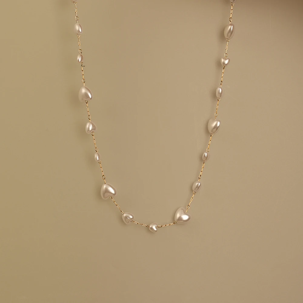 MX Necklaces for Women 18K Gold Plated Chain Necklace Bracelet Delicate Freshwater Pearl Necklace Everyday Fashion Jewelry Set
