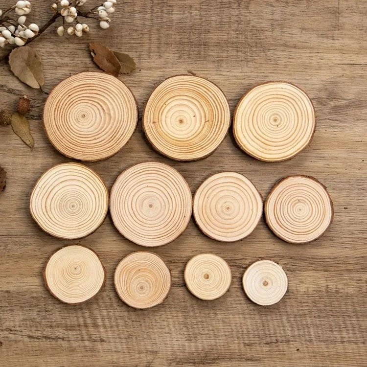 Оптовая продажа круглые натуральные березовые деревянные Экологически чистые Незаконченные декоративные деревенские Ломтики для поделок