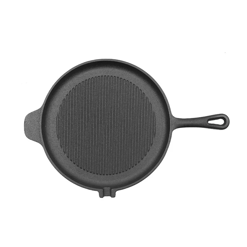 Wholesale Non stick Cast Iron Camping Round Frying Pan Pre Seaoned Griddle Grill Pan For outdoor and Kitchen Cooking
