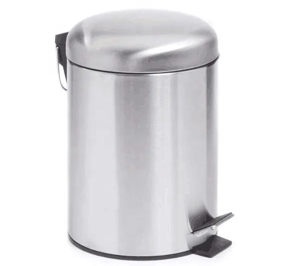 
5L Dome Lid Sanding Sliver Foot Pedal Dustbin Metal Garbage Bin Household 