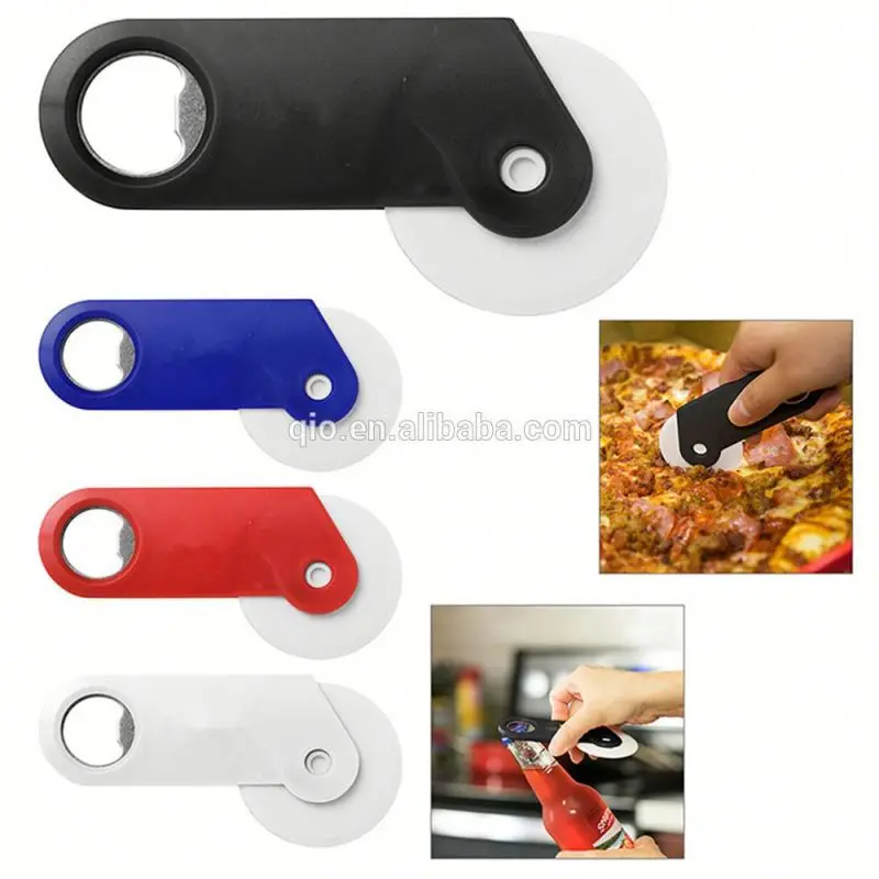 Amaozn Hot Sale Eco-Friendly Plastic Kitchen Tools Pizza Cheese wheel Cutter  With bottle opener