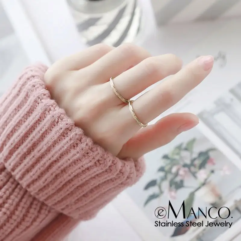  Hot Sales Gold Plated Elegant Fashion Stainless Steel Wedding Bands Round Rings For