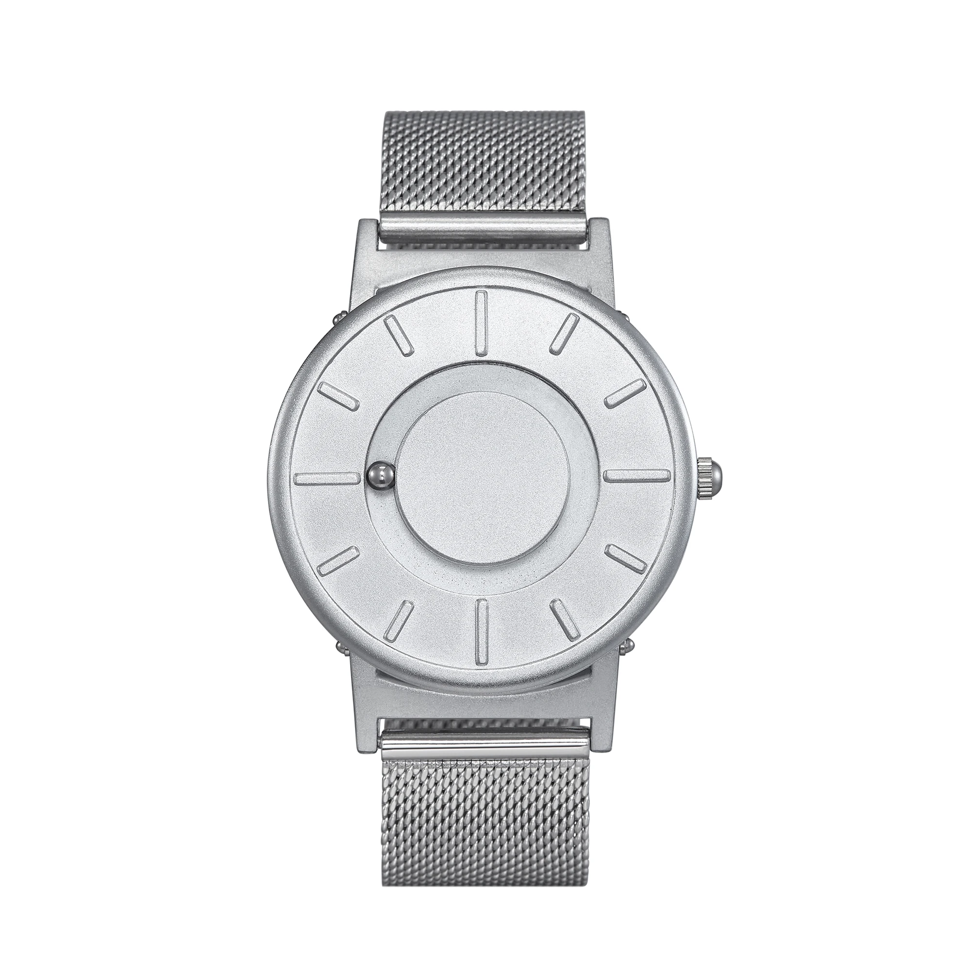 EUTOUR E014 Men Canvas Leather and  stainless steel Strap men Magnet pointer Quartz Blue Magneat Ball Waterproof sport  watch