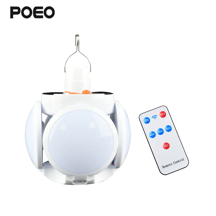 Solar charging four-leaf folding Camping lamp Tent Emergency lighting rechargeable bulb lamp