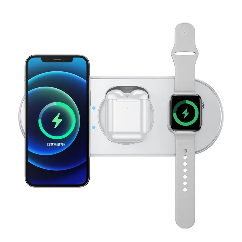 
Hot Sell Multi Function 5 in 1 Wireless Charger Pad for iPhone 12 with QI 