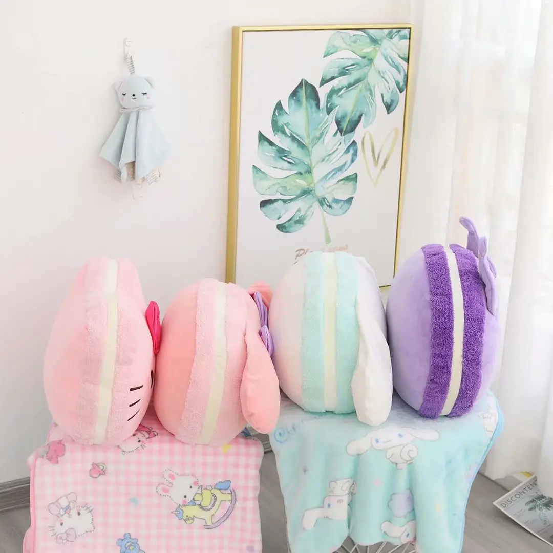 BoTu Cartoon 2 in 1 Plush Pillow With Blanket Kt Kuromi Kylomi Office lunch Sleep Blanket Sofa Decor Blanket Kids Car Cushion