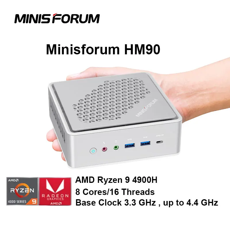 MINISFORUM HM90 AMD Ryzen 9 4900H 8 Cores Processor CPU Home Server RJ45 Computer 16GB RAM DDR4 OEM Gamer Mini PC
