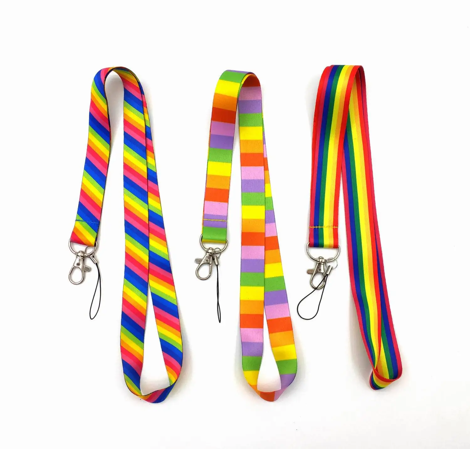 Colorful Rainbow Lanyard Cartoon Mobile Phone Strap Polyester Long Chest Card Camera Rope Halter Pride Lanyard