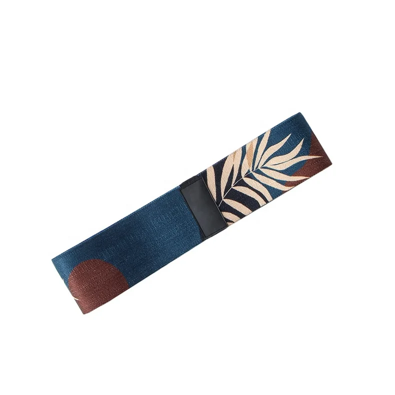 2022 Banda de resistencia custom printed fabric latex silk yoga workout fitness resistance exercise elastic loop booty band set