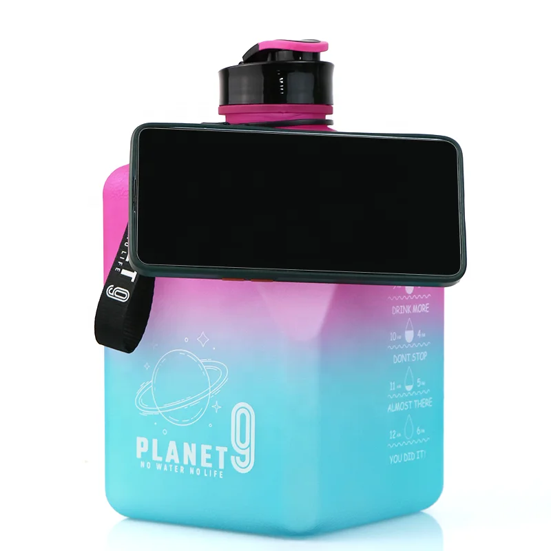 waterbottle that magnetically holds onto your phone, shaker for card and magnet, 108oz gym bottle with magnet