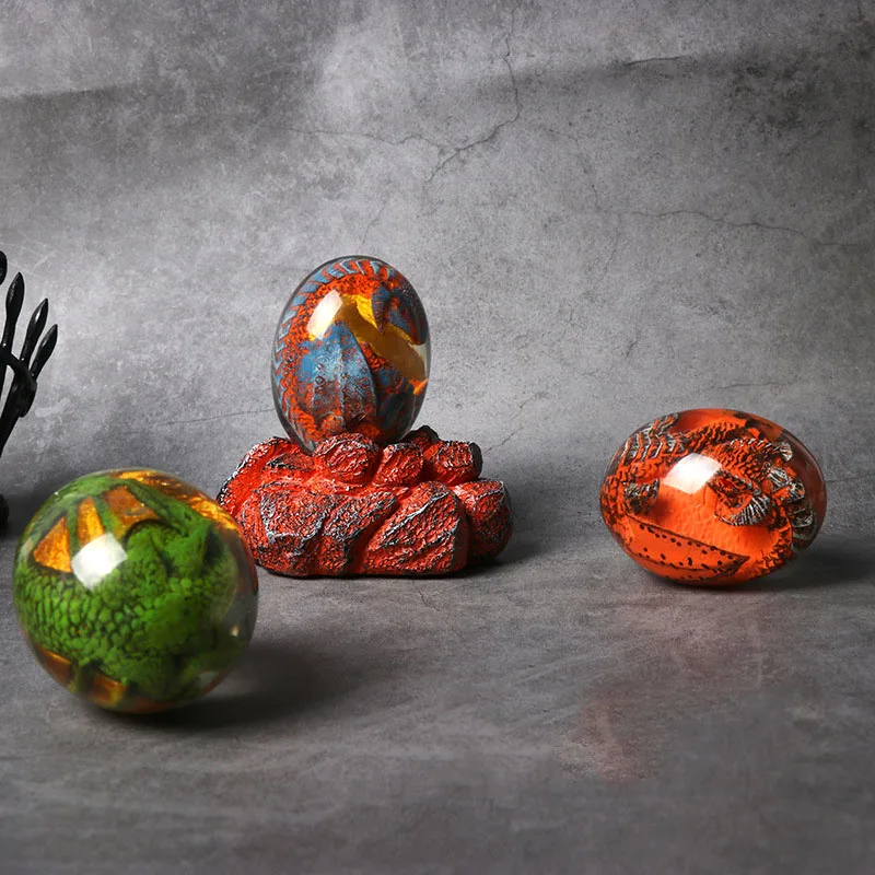 Amazon New Arrivals Game of Thrones Glowing Lava Dragon Eggs Hobbit Harry Potter Dinosaur Egg Souvenir Resin