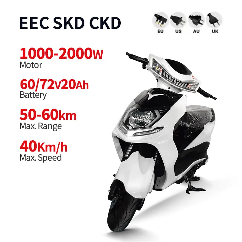 Chinese supplier 2 wheel electric motorcycle disc break fast electric scooter adult cheap eec electric moped