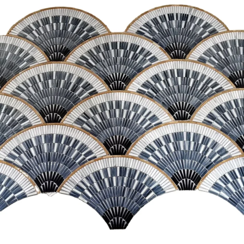 
 Веерообразная стеклянная мозаика 290 мм * 490 мм Внутренний фон для стены крыльца интерьерная настенная плитка  