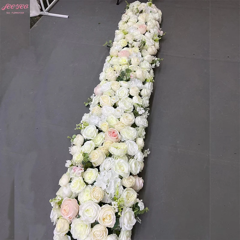 2024 New Product Hot Selling Silk Flower Table Runner Rose Flower Ball Home Wedding Event Centerpieces Table Decoration.