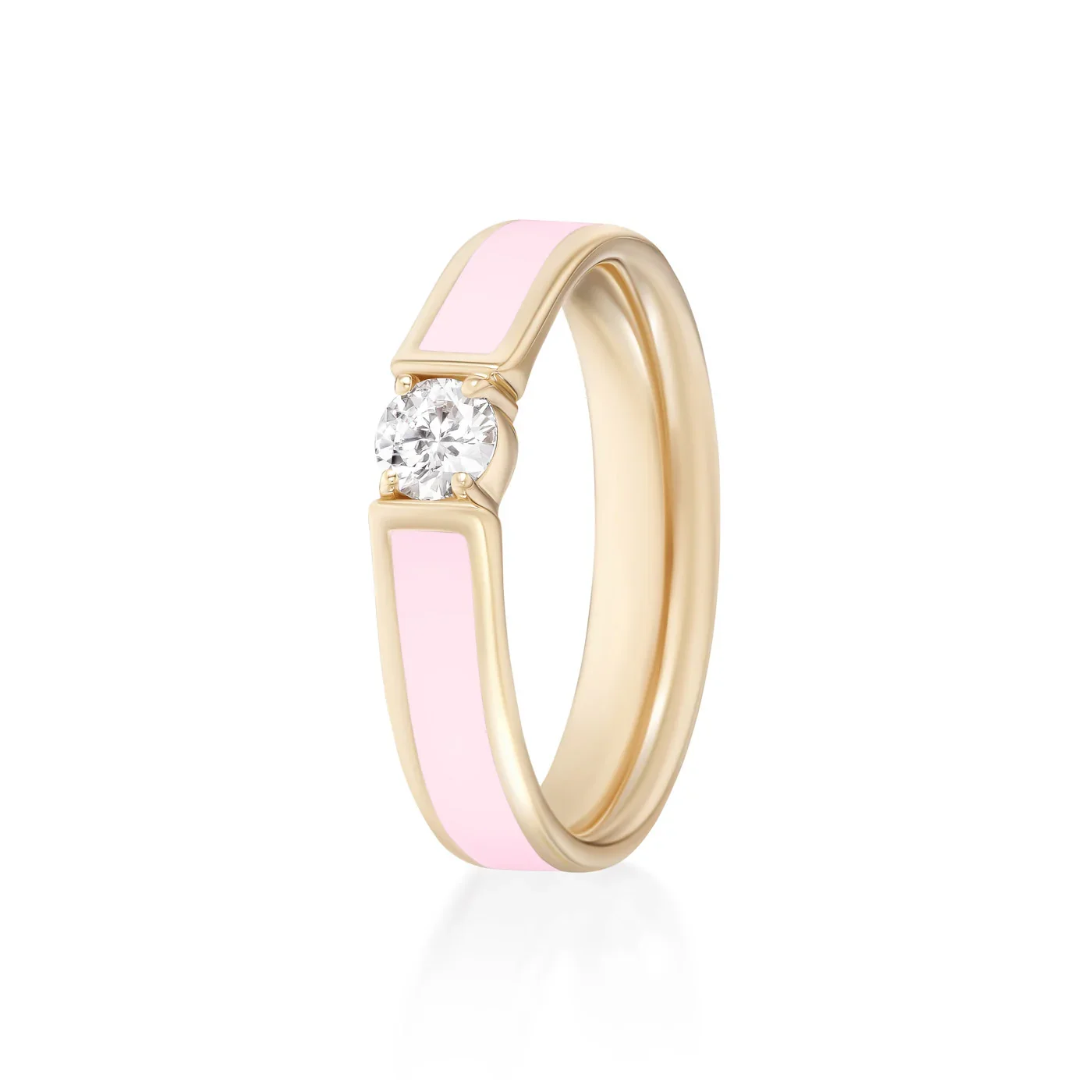 LOZRUNVE Jewellery 18k Gold Filled Custom Diamond Neon Enamel Solitaire Ring Women