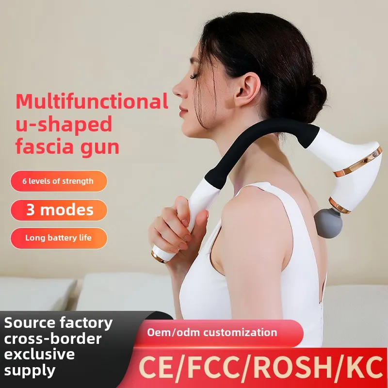 2024 Deep Tissue Body Fascial Gun Massage Hammer Portable U-Shaped Back Massager Upgraded LED Screen Pain Relief