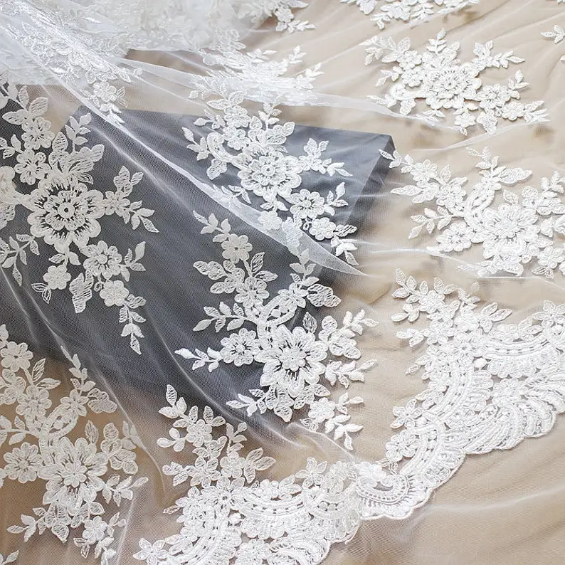 tulle mesh fabric  breathable flower  tulle sequin rhinestone spacer mesh embroidery lace fabric For bridal lace fabric