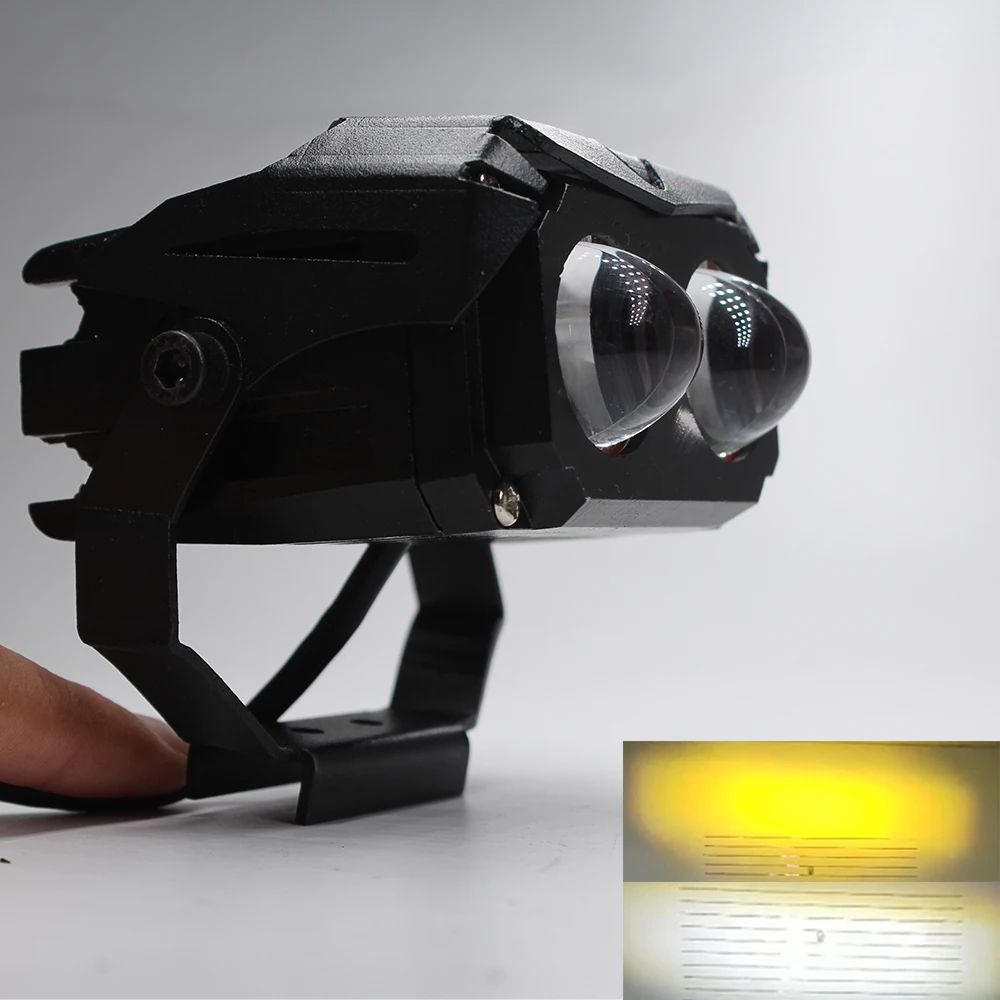 U10 60w Dual Color White Yellow Led Driving Light Mini Led Projector Work Light With Lens For Car Motorcycle