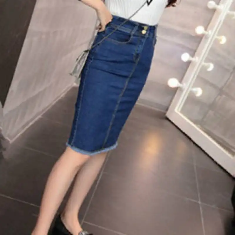 Denim package pure desire igure flattering denim skirt new mid-length cow summer short skirts for women