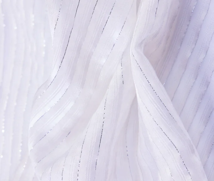 Ready Goods Gold Line Silver Line Good Quality Silk Metallic Lurex Crepe Chiffon Skin Care Natural Fabric for Women Clothes