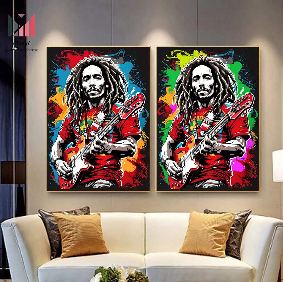 Celebrity Portrait Graffiti  Singer Rapper  Hip Hop And Band Print Canvas Painting Posters for Living Room Home Decoration