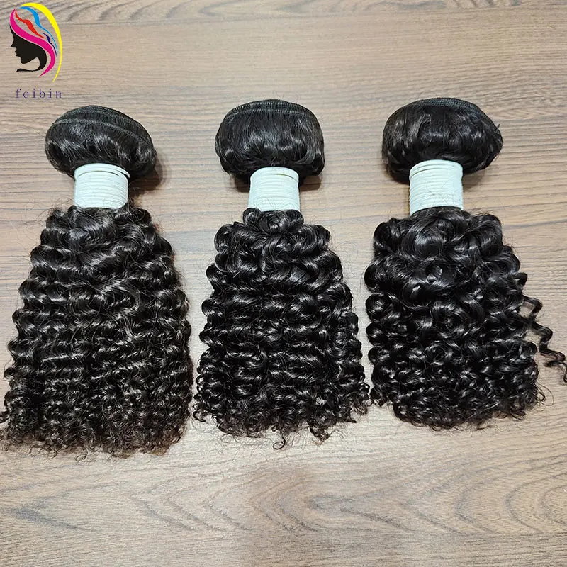 100 Unprocessed Henan Feibin Deep Wave cuticle aligned brazilian raw indian vietnamese Human Hair extension bundle with closure