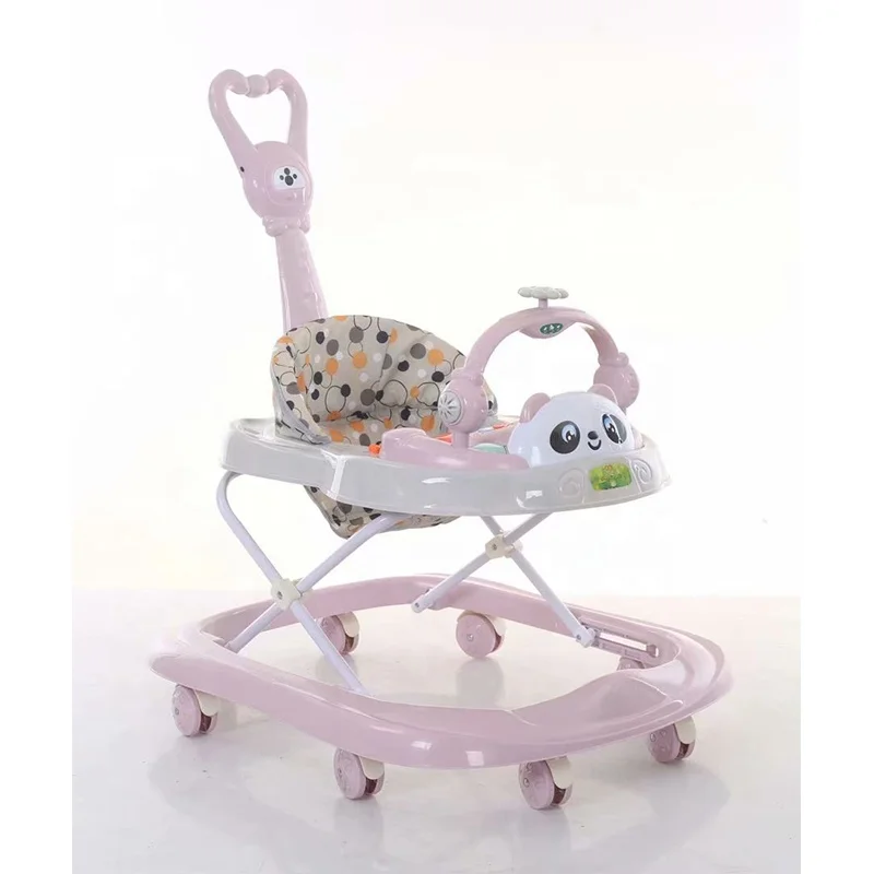 3 in 1 Baby Walker Sit Toy Cartoon Baby Trolly Walker with Push Handle 8 Swivel Wheel Baby Trolley Walker Rocker Chair